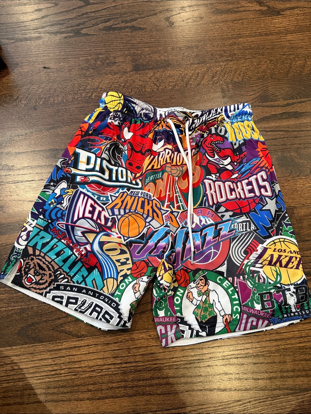 Kids Multicolor NBA Team Logo Print Shorts - Elastic Waist